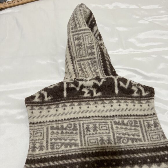 Wool Ecuador Hoodie Vest Aztec Southwestern Tribal Pockets XL MISSING BUTTON - Picture 10 of 11